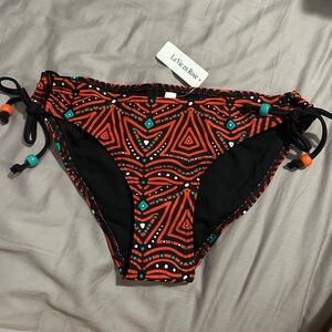 La Vie En Rose Red and Green Tribal Bikini Bottom